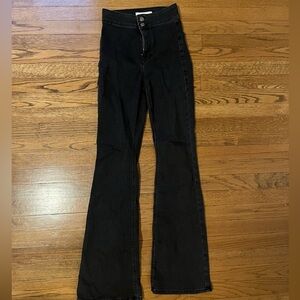 Topshop high wasted flare black jean